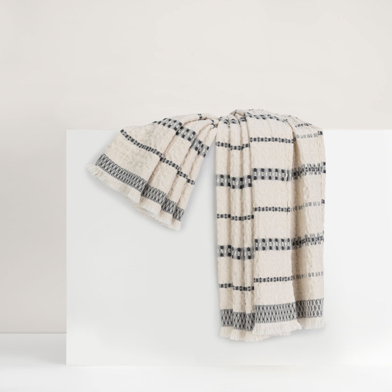 Lisbon Cotton Throw, Charcoal