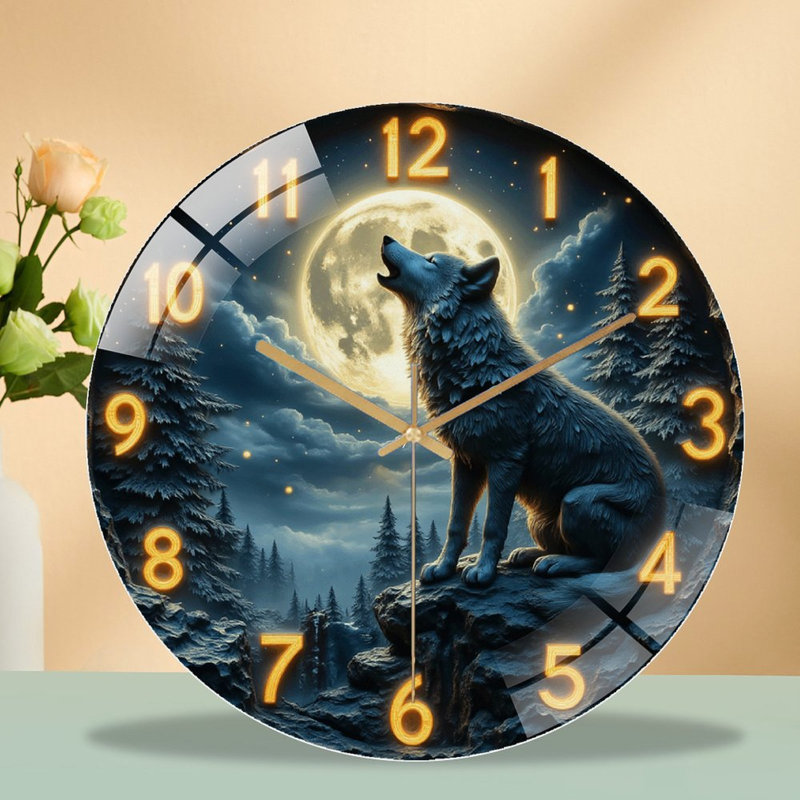 Horloge murale loup