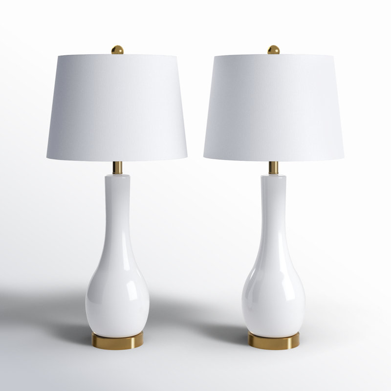 Leithgow Ceramic USB Table Lamp, White