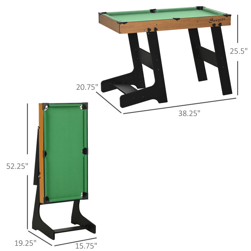 38" Foldable Billiards Tabletop Game, Pool Table Set, Fun for the Whole Family with Easy Folding for Storage, Balls, Cues, Chalk, Brush for Game Room, Man Cave