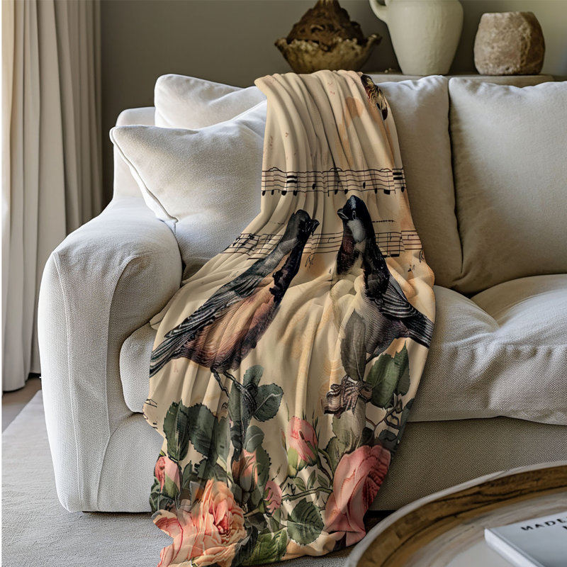 Birdsong Calligraphy - 1 pièce Sherpa Premium, Grand lit