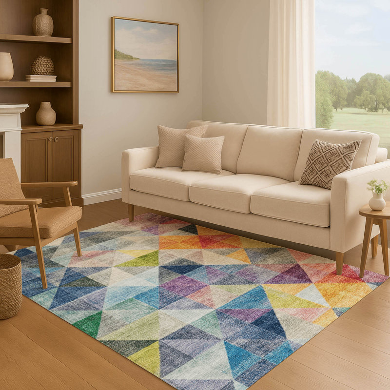 Premium Machine Washable Ariel Geometric Rug, Rectangle 10' x 14'