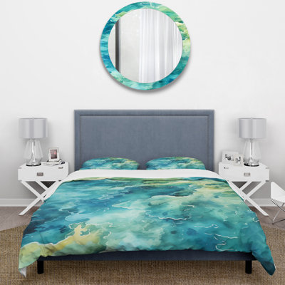 Green Peaceful Tide Pools II - Coastal Minimalism Duvet Cover Set