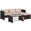 Extérieur 3 pièces - Mobilier de patio avec méridienne, coussins de siège moelleux, table en verre trempé, pièce basse beige