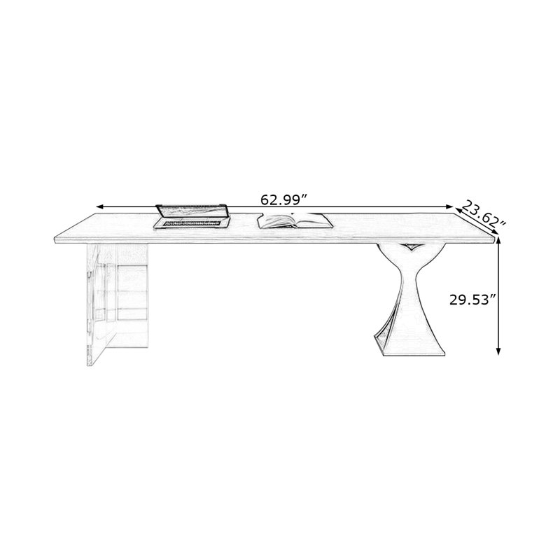 Bureau d'écriture rectangulaire en bois massif noir, H 29,53 po x l 62,99 po x P 23,62 po