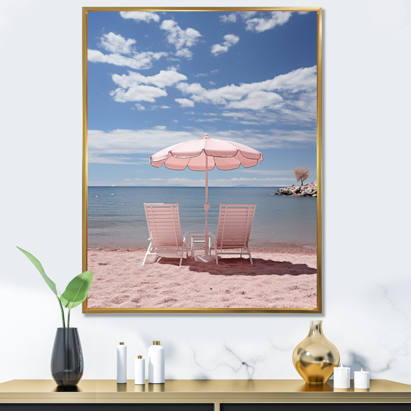 Burnettsville, France, cote rose Dazur I sur toile imprimée, H 44 po x l 34 po x P 1,5 po, Cadre flottant doré