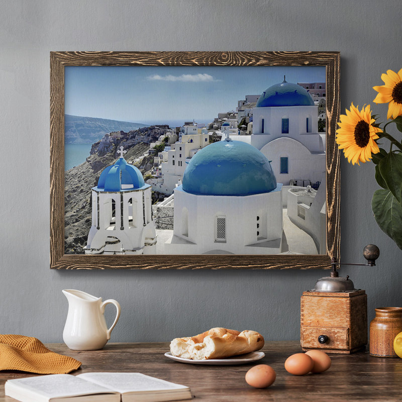 Santorini samedi, reproduction sur toile, Noyer, H 14 po x l 20 po x P 1,5 po
