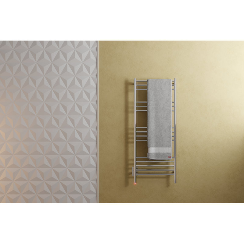 Porte-serviettes mural naturel chauffé 17,8125 po, Acier inoxydable poli