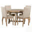 Ensemble de table de salle à manger 5 pièces avec table ronde extensible et chaises rembourrées, bois naturel délavé, élégant et fonctionnel