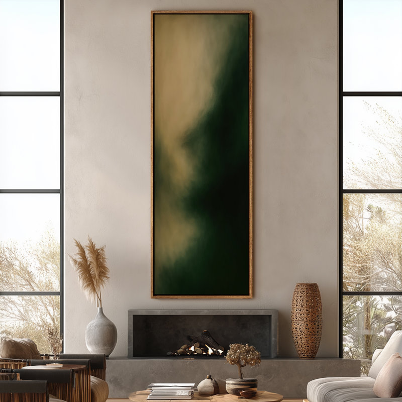Très grand art mural rétro encadré pour art classique, H 60 po x l 20 po, Naturel