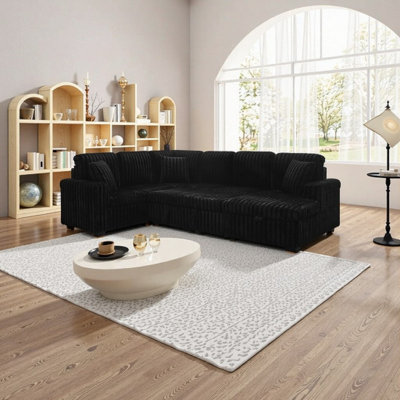 Boneless U-Shaped 6-Seater Convertible Sofa Bed Combination Sofa, Pull - out Bed with Storage — Modern Minimalist Design