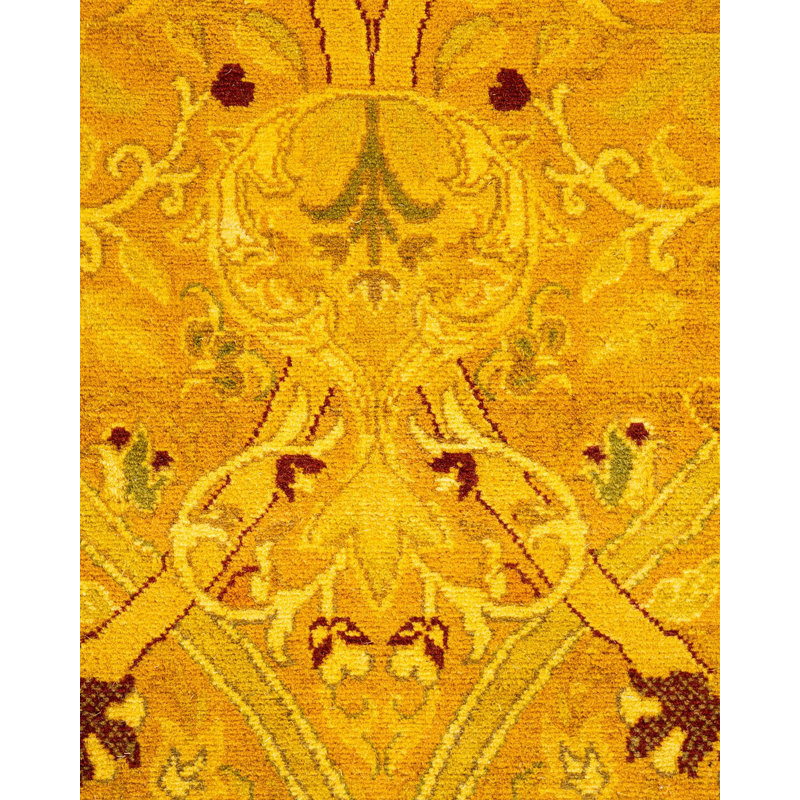 Hand-Knotted Yellow Wool Runner Rug 2' 6" x 9' 5"