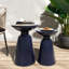 Tables de bout en métal en métal bleu marine, design moderne et structure en fer thermolaqué avec structure de piédestal stable, 14,62 po x 14,62 po x 20,98 po et 12,00 po x 12,00 po x 17,25 po, structure à assembler