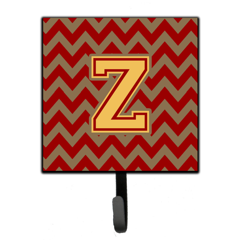 Organisateur de clés à motif de chevrons à motif de lettre avec c, Grenat / or