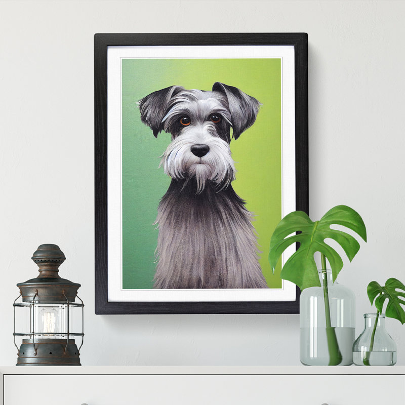 Schnauzer Dog Painting - Single Picture Frame Print, Black, 64cm H x 46cm W x 2cm D