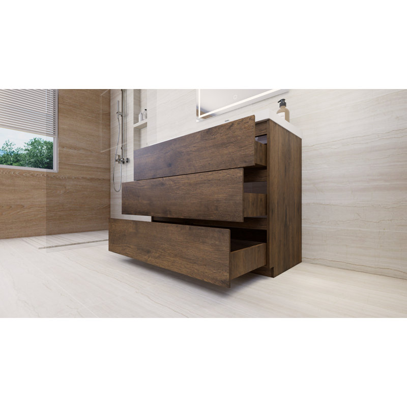Ensemble de meuble-lavabo simple 42 po Ayele, Bois de rose