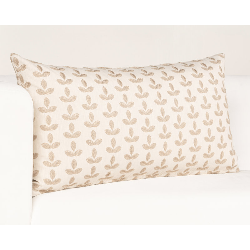 Birch Lane Trillium Throw Pillow Lumbar, Cream Floral, Polyester