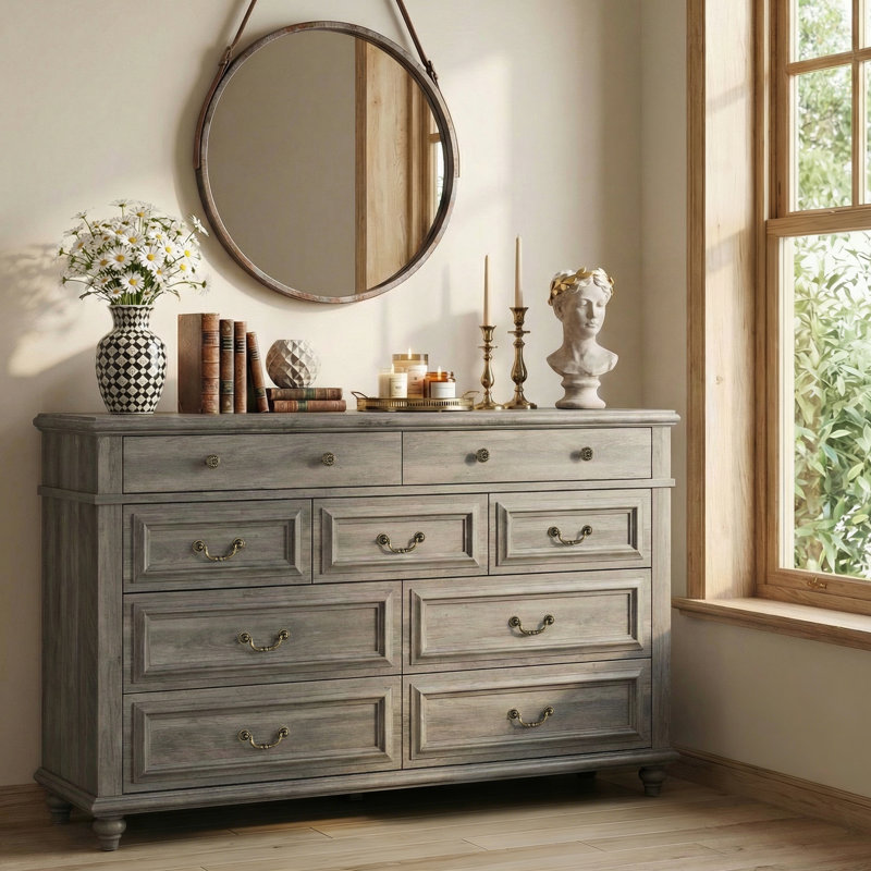 9 Drawer Dresser For Bedroom, Chêne gris