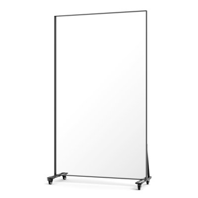 67X40 Inch Large Dressing Mirror, Square Hanging Mirror With Wheels, Black, High - Definition Silver Metal Frame, Black Color, Ideal For Bedroom And Living Areas