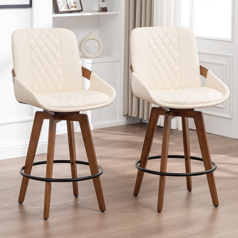 Modern Swivel Bar Stool, Beige, Counter Stool (66.8cm Seat Height)