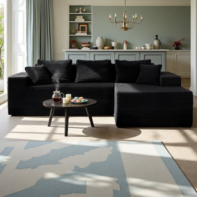 94" Boneless Modular Sectional Sofa, L-Shape Cloud Couch with 5 Pillows Included, No Assembly Required