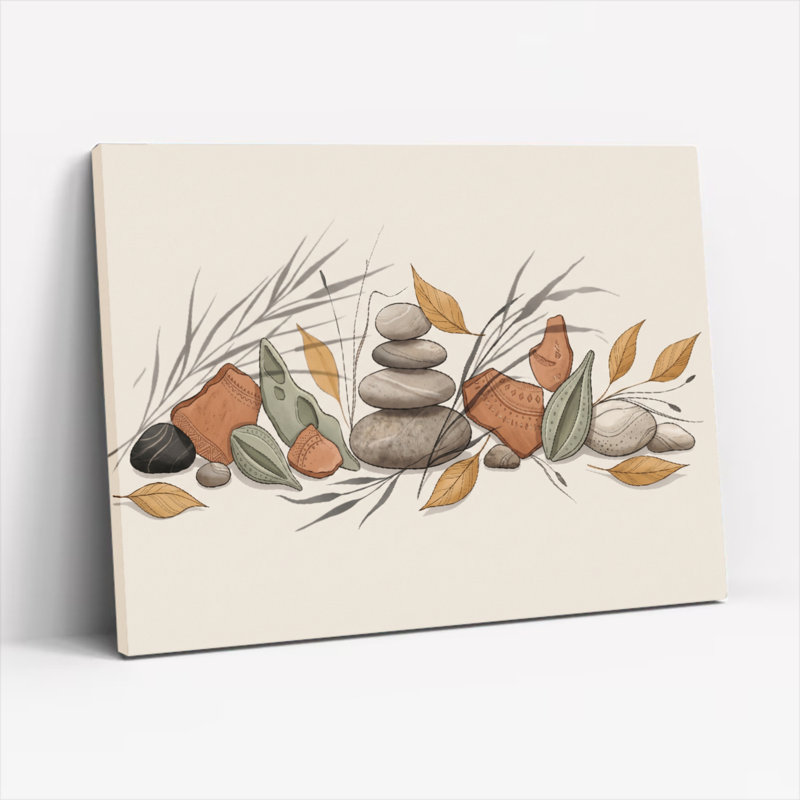 Feuilles de pierre, reproduction d'art sur toile, ensemble de 1, 20"H x 30"W, Wrapped Canvas