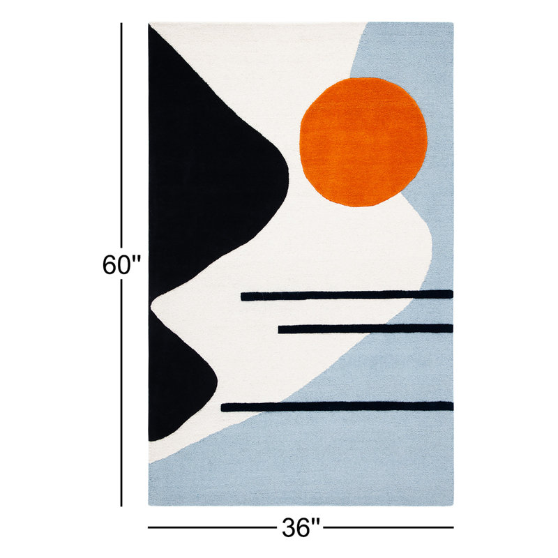 Tapis ivoire / bleu Felipe, Rectangulaire 3 pi x 5 pi