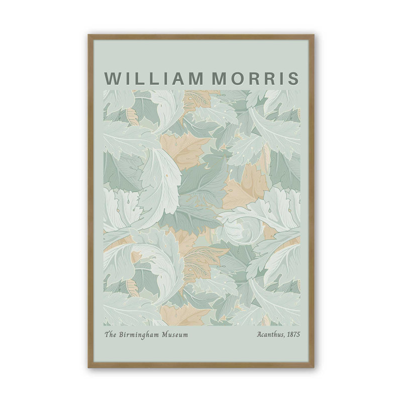 «Soft Soft Acanthus» par William Morris, reproduction, Cadre pour photo simple or brossé, H 15,25 po x l 12,25 po, Grey