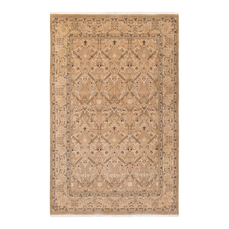 Tapis noué à la main Taube, unique en son genre - beige