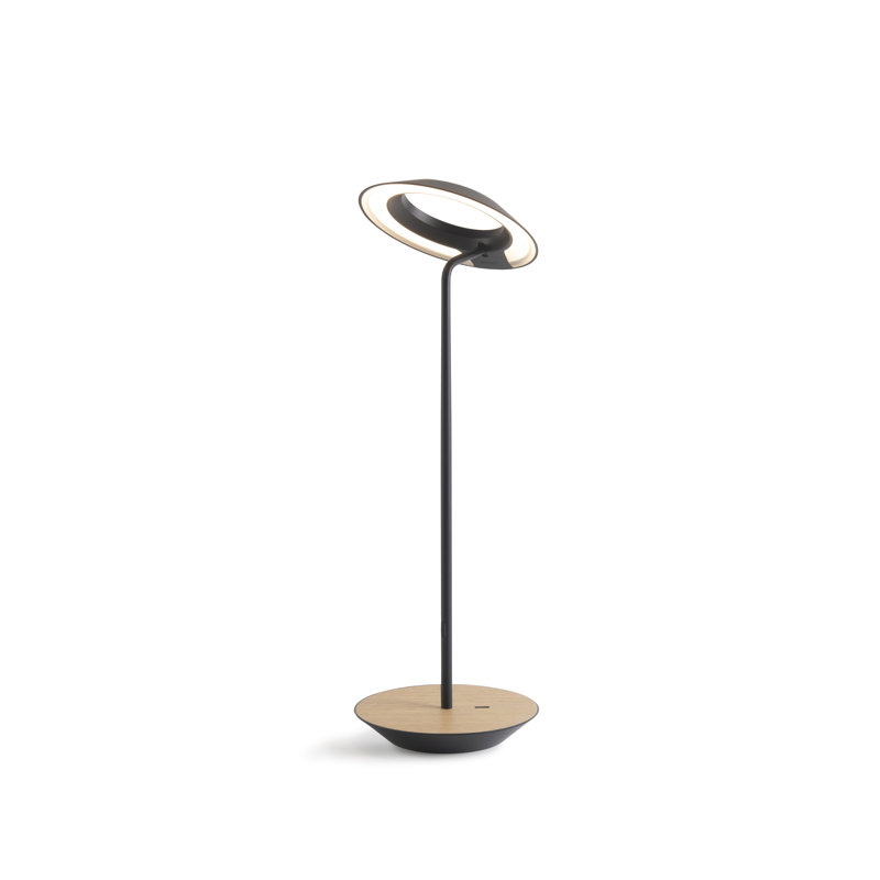Royyo LED Desk Table Lamp, Matte Black/White Oak