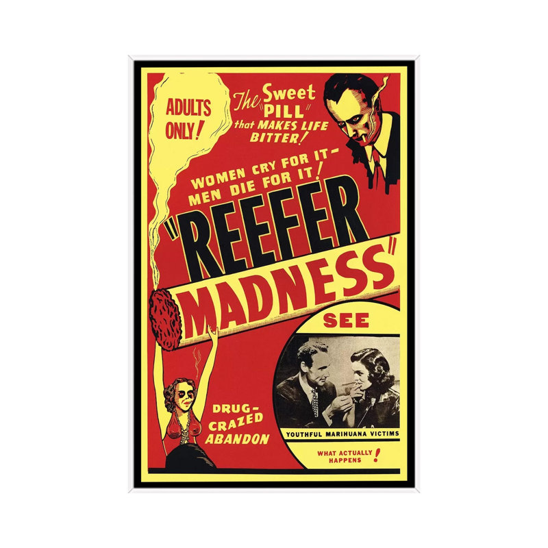 Reefer Madness Film Poster by Radio Days - Print on Canvas, 66.04 cm H x 45.72 cm W, White Framed