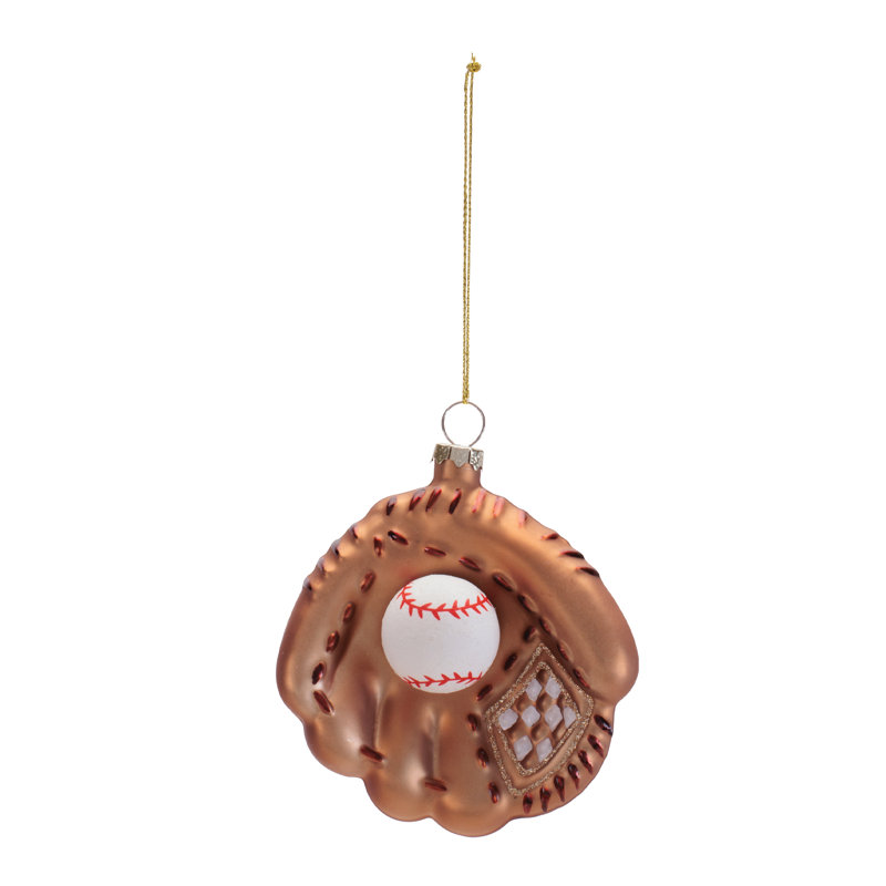 Ornements de baseball en verre et gant (ensemble de 6)