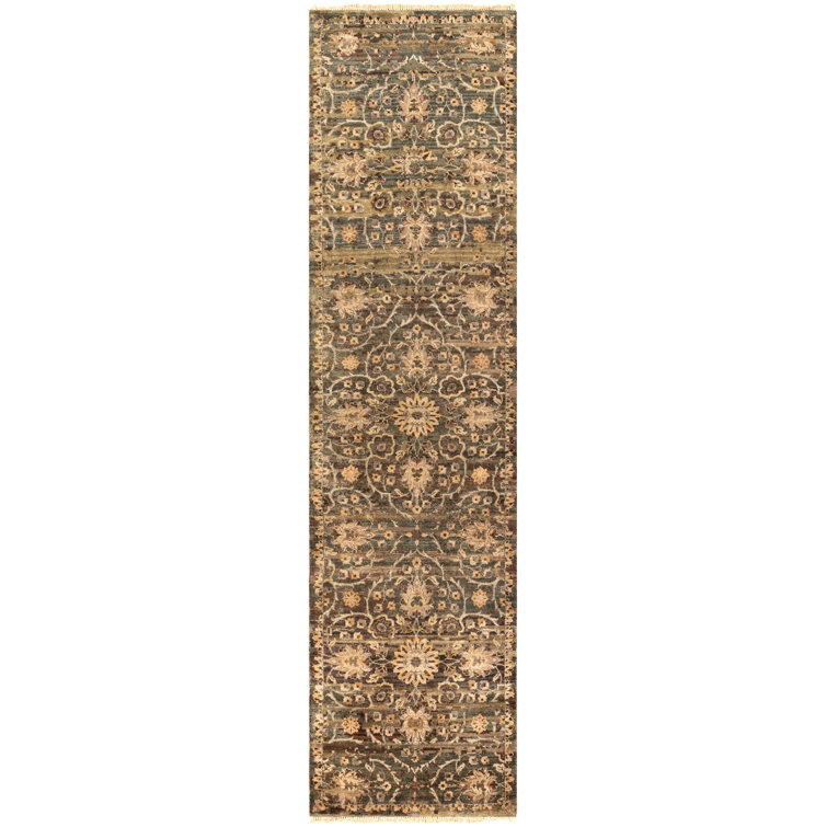 Empress Wool Damask Area Rug in Green