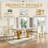 Modern Faux Marble Top Metal Base Dining Table Set-2031373100-2031373096-2031373077