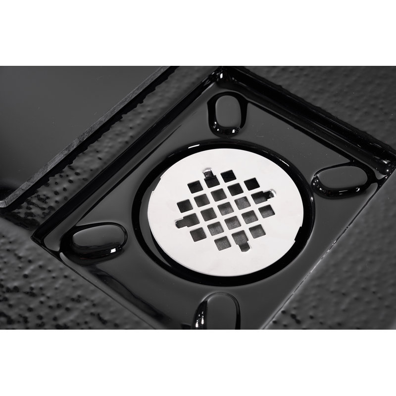 72 po x 36 po Base de douche en alcôve en acrylique noir brillant avec bonde droite, bonde incluse, Noir lustré