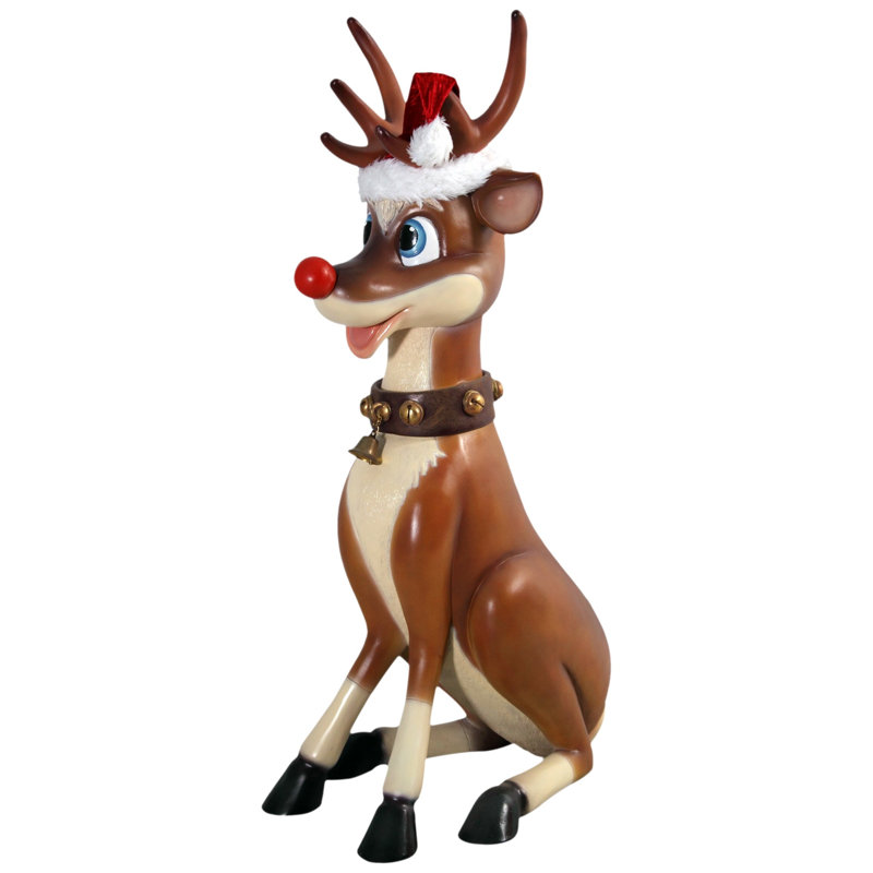 Santa's Red-Nosed Christmas Reindeer Statue