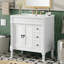Meuble-lavabo moderne de 30 pouces, structure en bois massif et panneau de fibres à densité moyenne, 2 portes et 3 tiroirs, conception à fermeture en douceur, tablette ajustable en forme de U, lavabo en céramique, ensemble d'armoires de rangement pour salle de bain, conception moderne et élégante-1009949496
