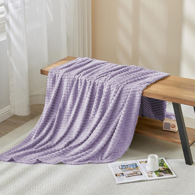Jeté doux pour canapé-lit toutes saisons., Mauve, Lit simple