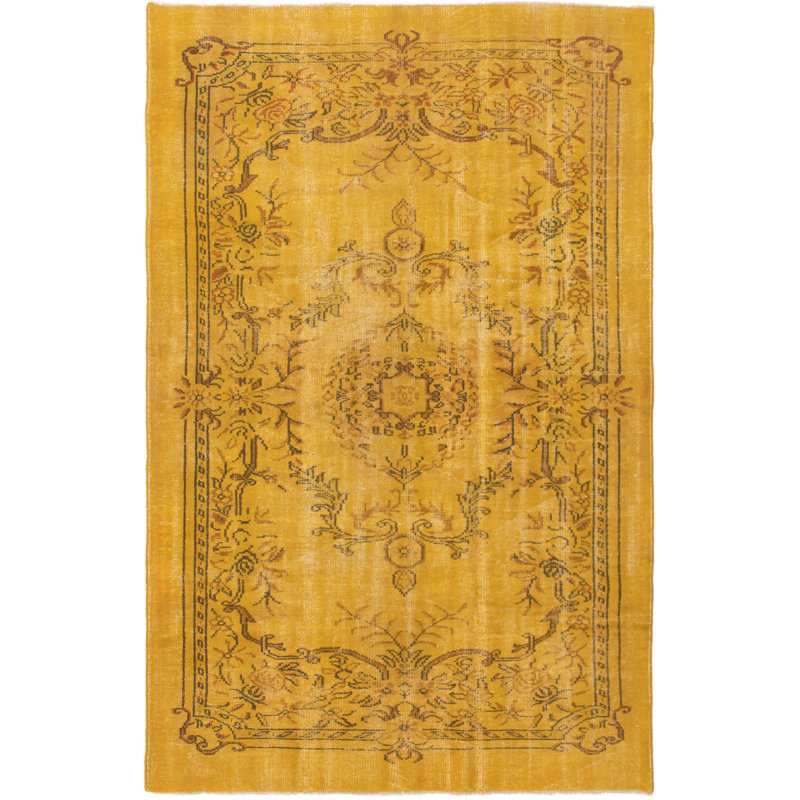 Tapis d’intérieur en laine 7 pi 2 po x 9 pi 7 po "one-of-a-kind" noué la 1990 kosak doré foncé 6' ' 2" Berrin
