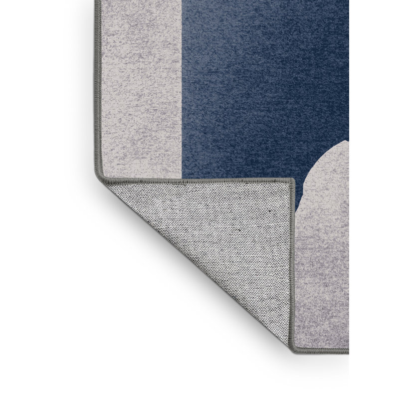 Machine Washable Bucktown July 4Th Modern & Contemporary Abstract Rug in Beige – Gray Binding, 2x5