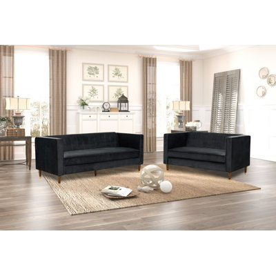 Jacqueline Velvet 2 pc Sofa and Loveseat set