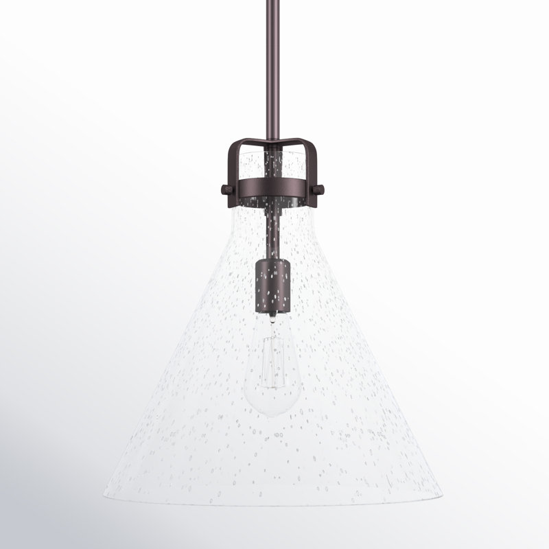 Luminaire suspendu conique à 1 lumière Amarvir, H 60 po x l 14 po x P 14 po, Pas d'ampoule, Bronze huilé