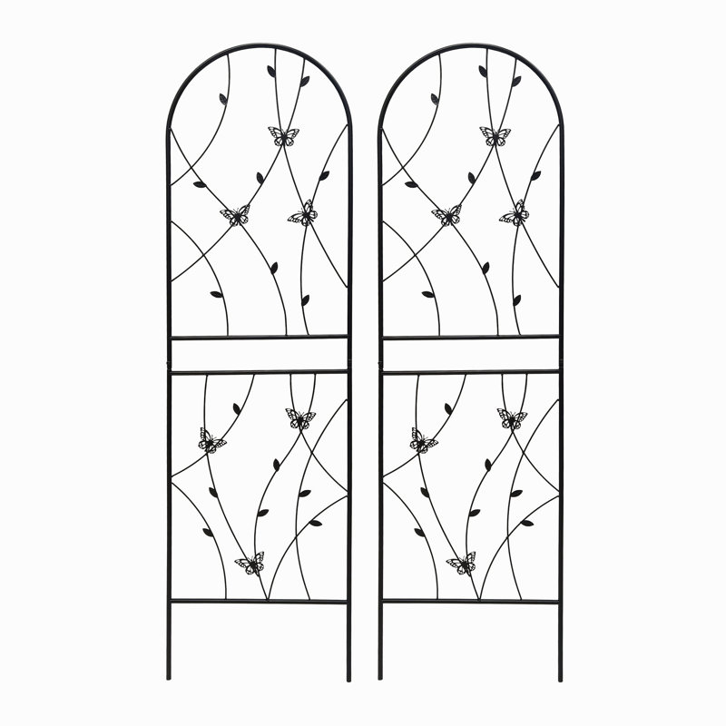 Ensemble de 2 treillis de jardin en métal 71 po x 19,7 po antirouille pour plantes grimpantes déco papillon