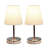 Amandev Simple Designs Sand Nickel Mini Basic Table Lamp with Tapered Fabric Shade-727904198