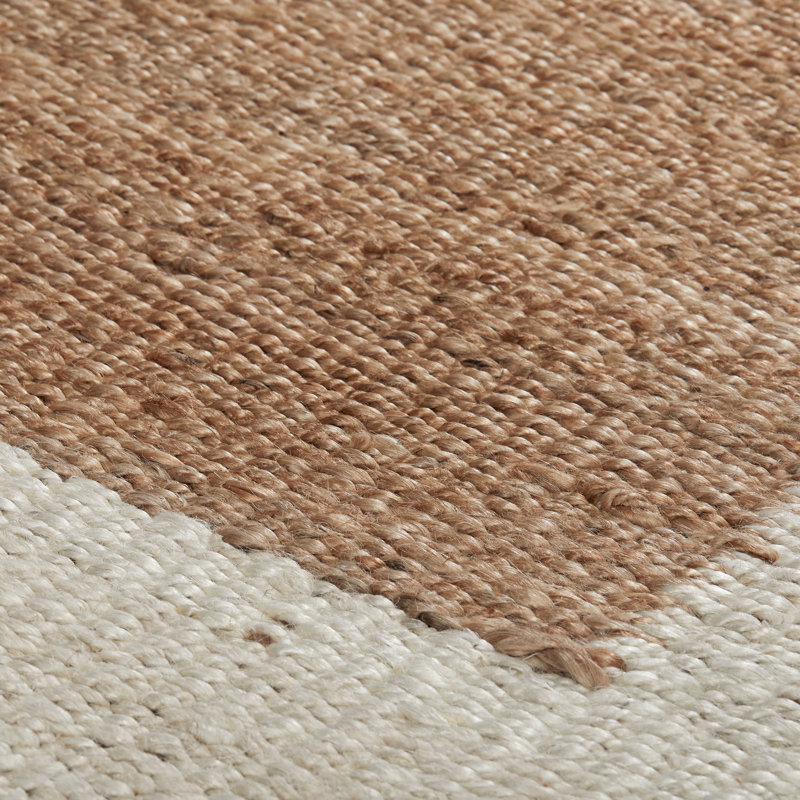 Handmade Rectangular Ivory and Natural Jute Wool Rug