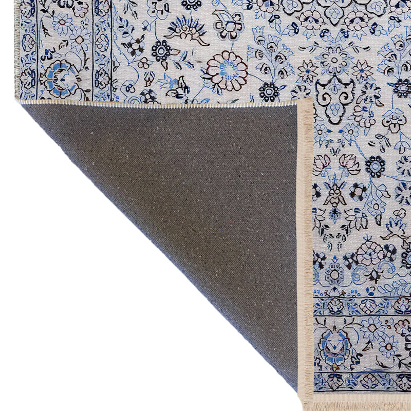 Tapis décoratif gris clair / beige à motifs traditionnels, Rectangle 4 pi 11,06 po x 9 pi 10,11 po