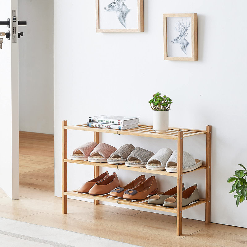 Modern 6-Tier Bamboo Shoe Rack, Space Saving, Waterproof, Stackable, Foldable Design