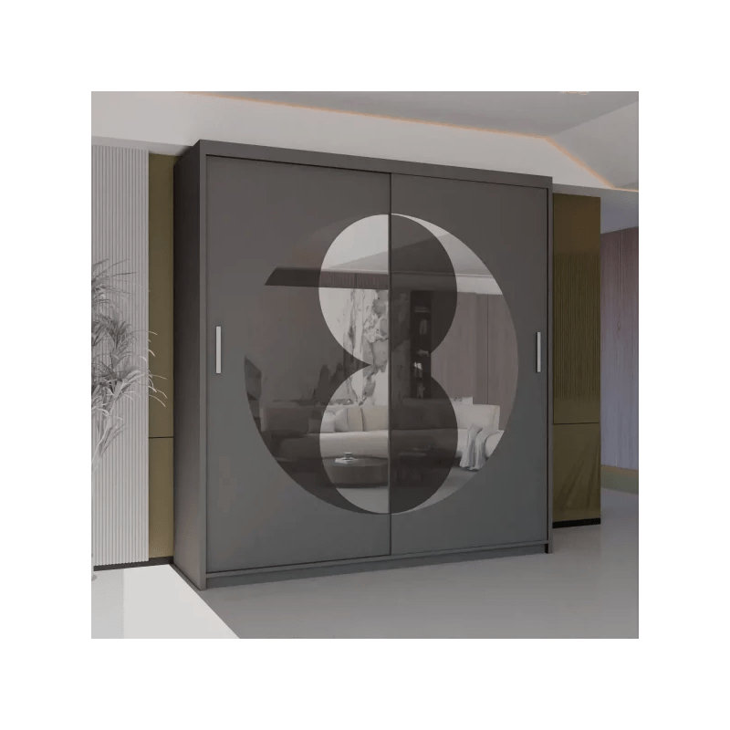 Ariyiah 2 Door Laminate Wardrobe, 217cm H x 150cm W x 62cm D, Black