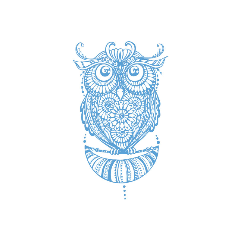 Décalcomanie murale hibou Shelia, Bleu givré