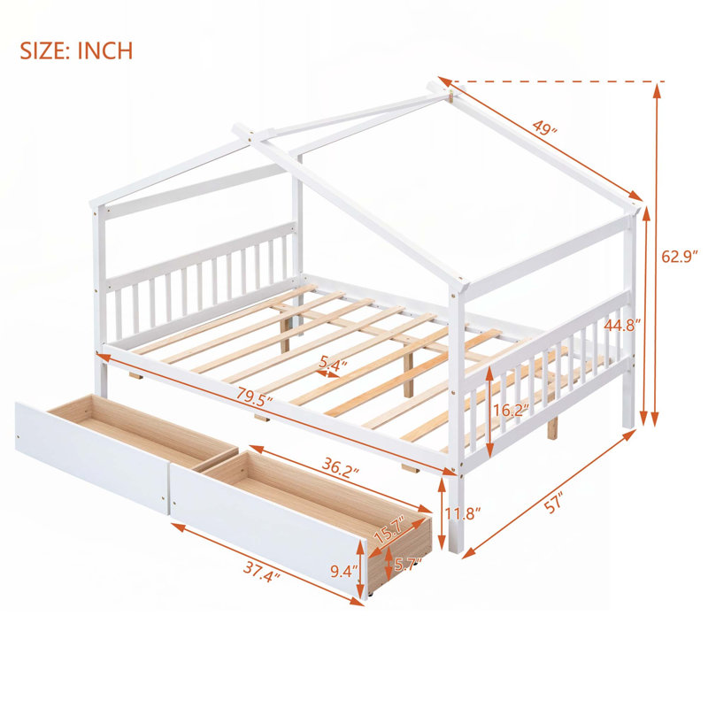 Lit mezzanine bas avec bureau roulant, Blanc
